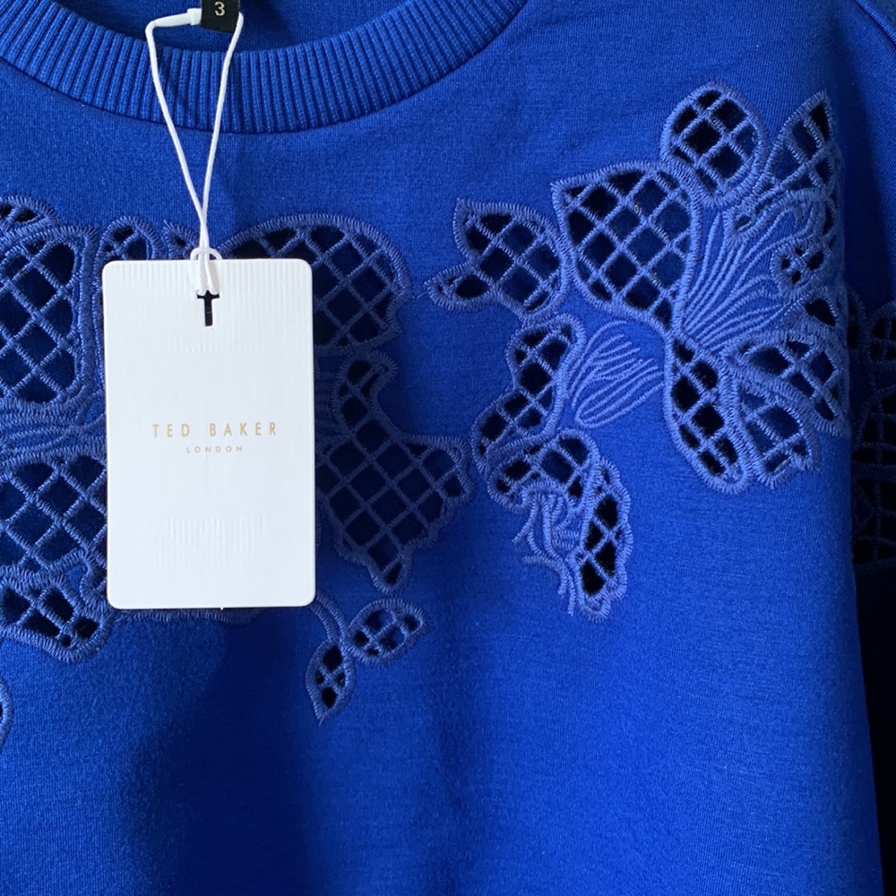 ❤️❤️❤️ TED BAKER FLLO LASER CUT SWEAT DARK BLUE SIZE 3 OR XL❤️❤️❤️ - Picture 9 of 12